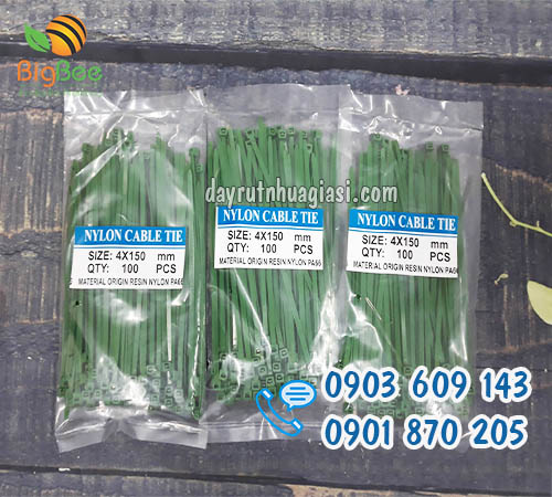 Dây thít nhựa xanh rêu 15cm (1 tấc rưỡi) giá rẻ