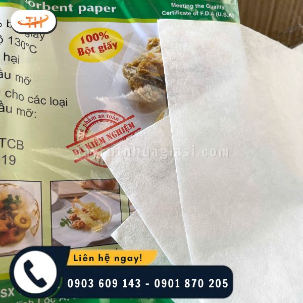 Giấy thấm dầu thực phẩm được làm từ 100% bột giấy nguyên chất Giấy thấm dầu thực phẩm được làm từ 100% bột giấy nguyên chất