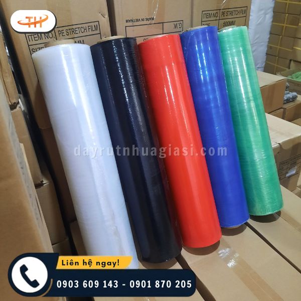 Màng PE quấn hàng đủ màu trọng lượng 3Kg Màng PE quấn hàng đủ màu trọng lượng 3Kg