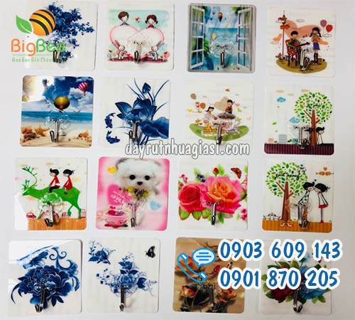 Móc dán tường in hình họa tiết bắt mắt