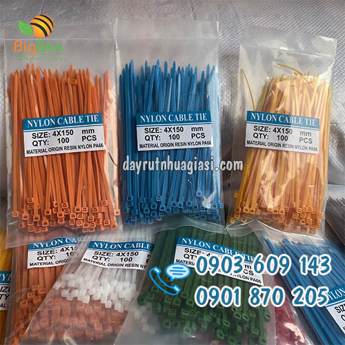 Sẵn kho dây thít nhựa màu 1.5 tấc 4li giá rẻ