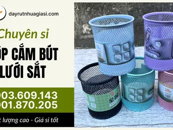 Phân phối sỉ hộp cắm bút lưới sắt nhiều màu - Giá rẻ bất ngờ