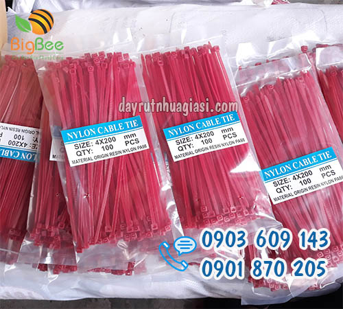 Dây rút nhựa đỏ 4x200mm ( 2 tấc 4 li) rẻ, chất lượng tại xưởng