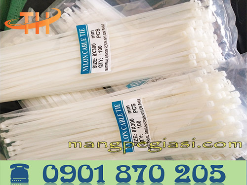 Dây rút nhựa trắng kt 8 x 300mm