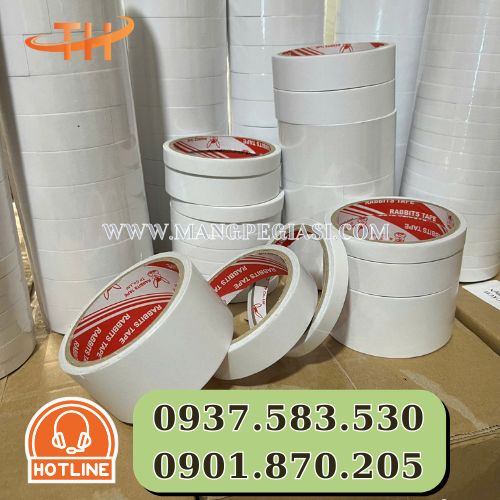 Băng dính 2 mặt trắng dầu dính chắc đa dụng Băng dính 2 mặt trắng dầu dính chắc đa dụng