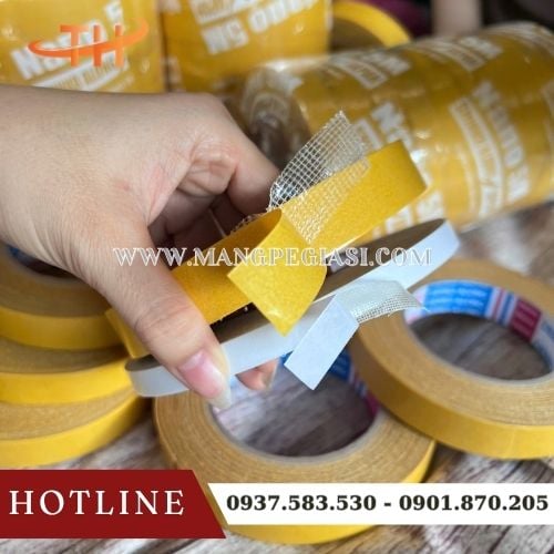 Băng dính 2 mặt lưới sợi thuỷ tinh siêu chịu lực Băng dính 2 mặt lưới sợi thuỷ tinh siêu chịu lực