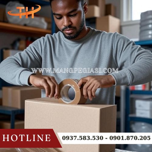 Băng dính giấy nâu dùng dán thùng carton Băng dính giấy nâu dùng dán thùng carton