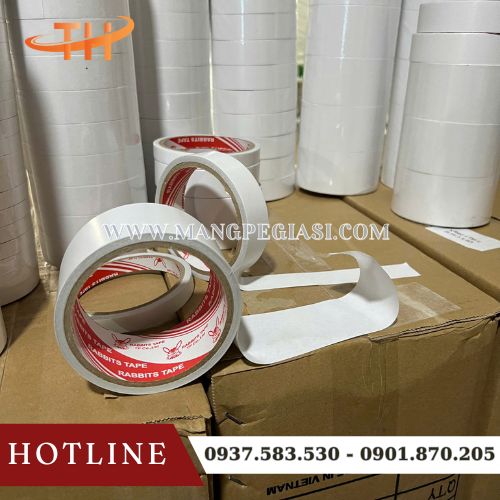 Băng keo 2 mặt trắng dầu siêu bám dính Băng keo 2 mặt trắng dầu siêu bám dính