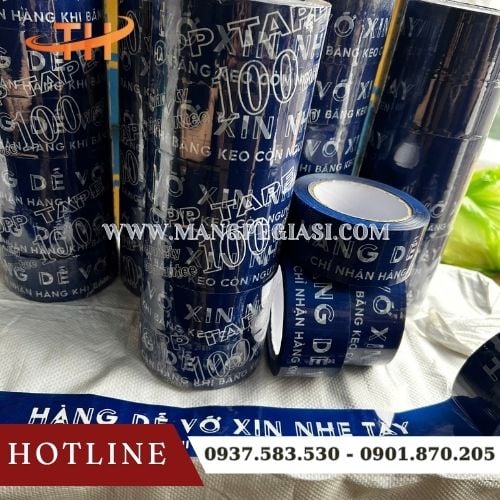 Băng keo cảnh báo dễ vỡ màu xanh Băng keo cảnh báo dễ vỡ màu xanh