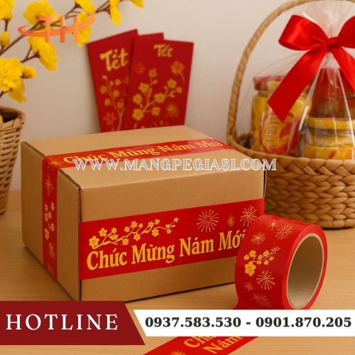 Băng keo chúc mừng năm mới trang trí giỏ quà Băng keo chúc mừng năm mới trang trí giỏ quà