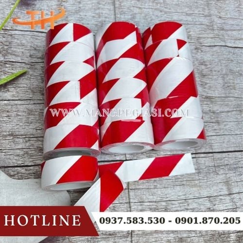Băng keo dán nền cảnh báo trắng sọc đỏ Băng keo dán nền cảnh báo trắng sọc đỏ