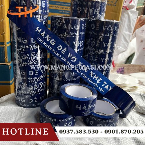 Băng keo in chữ hàng dễ vỡ nền xanh Băng keo in chữ hàng dễ vỡ nền xanh