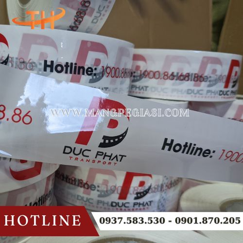 Băng keo OPP in logo có độ bền cơ học cao Băng keo OPP in logo có độ bền cơ học cao