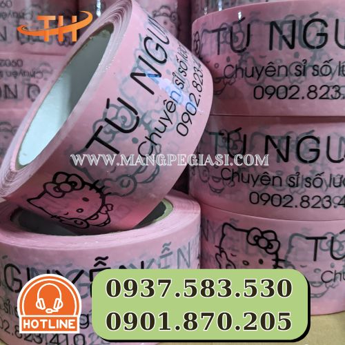 Băng keo in logo in chữ theo yêu cầu khổ 4F8 Băng keo in logo in chữ theo yêu cầu khổ 4F8