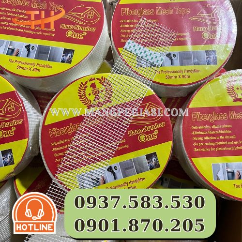 Băng keo lưới sợi thuỷ tinh mỏng nhẹ Băng keo lưới sợi thuỷ tinh mỏng nhẹ