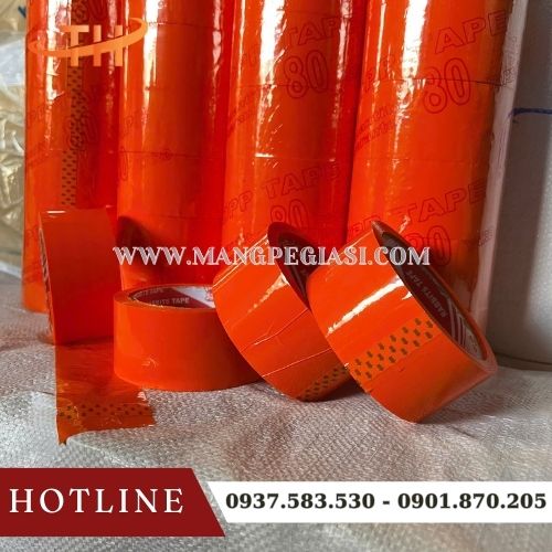 Băng keo OPP màu cam bền chắc, siêu dính, chống thấm nước Băng keo OPP màu cam bền chắc, siêu dính, chống thấm nước