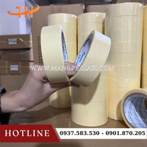 Cuộn băng keo giấy nhăn bền chắc dính tốt dễ xé Cuộn băng keo giấy nhăn bền chắc dính tốt dễ xé