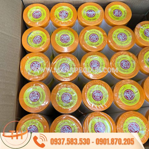 Cuộn băng keo nilon che sơn đóng gói 100 cuộn 1 thùng Cuộn băng keo nilon che sơn đóng gói 100 cuộn 1 thùng