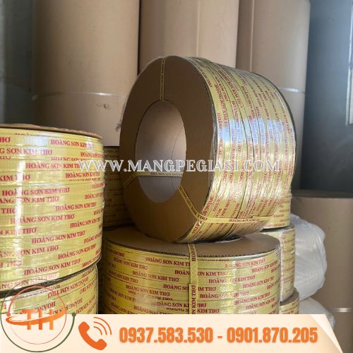Cuộn dây đai PP in logo, in chữ chịu lực tốt Cuộn dây đai PP in logo, in chữ chịu lực tốt