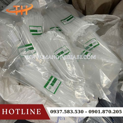 Dây rút nhựa 200mm màu trắng Dây rút nhựa 200mm màu trắng