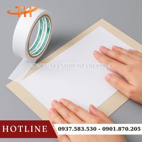 Dùng băng keo 2 mặt trắng để dán giấy Dùng băng keo 2 mặt trắng để dán giấy
