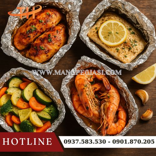 Giấy bạc nướng thực phẩm thơm ngon bắt mắt Giấy bạc nướng thực phẩm thơm ngon bắt mắt