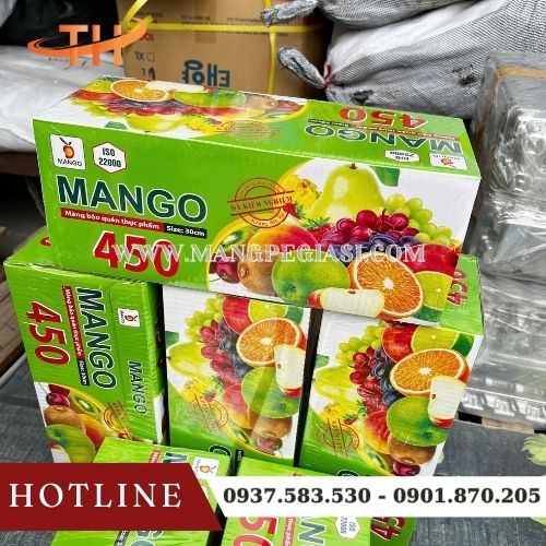 Màng bọc Mango 450 bám dính tốt, bền dai, an toàn tuyệt đối cho sức khoẻ Màng bọc Mango 450 bám dính tốt, bền dai, an toàn tuyệt đối cho sức khoẻ