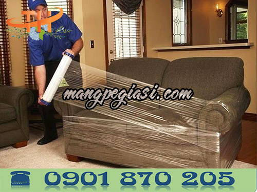 Màng pe co giãn, bám dính tốt dùng quấn nội thất