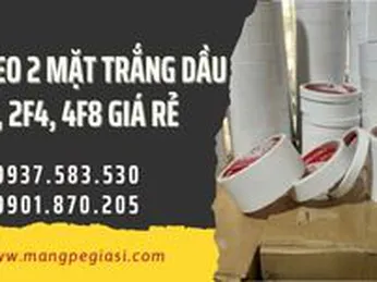 Băng keo 2 mặt trắng dầu 1F2, 2F4, 4F8 giá rẻ tận xưởng