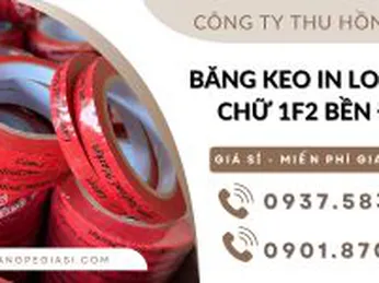 Băng keo in logo, in chữ 1F2 dán hộp, ly bền đẹp