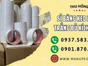 Sỉ băng keo 2 mặt trắng đủ kích thước giá rẻ tại TPHCM