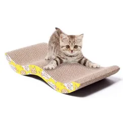 Đồ chơi bàn cào móng giải trí cho mèo hình lượn sóng - tặng kèm cỏ mèo