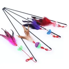 Đồ chơi cho mèo cần câu lông vũ kèm bóng chuông