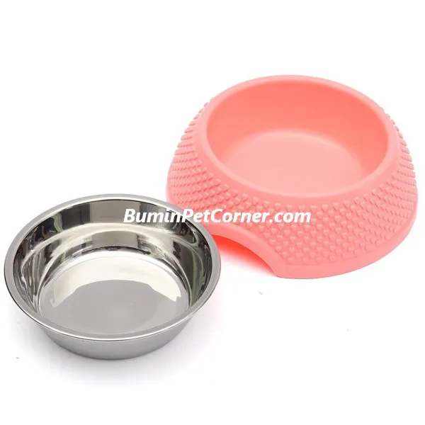 Bát ăn đơn cho chó mèo inox vỏ nhựa 0035-1