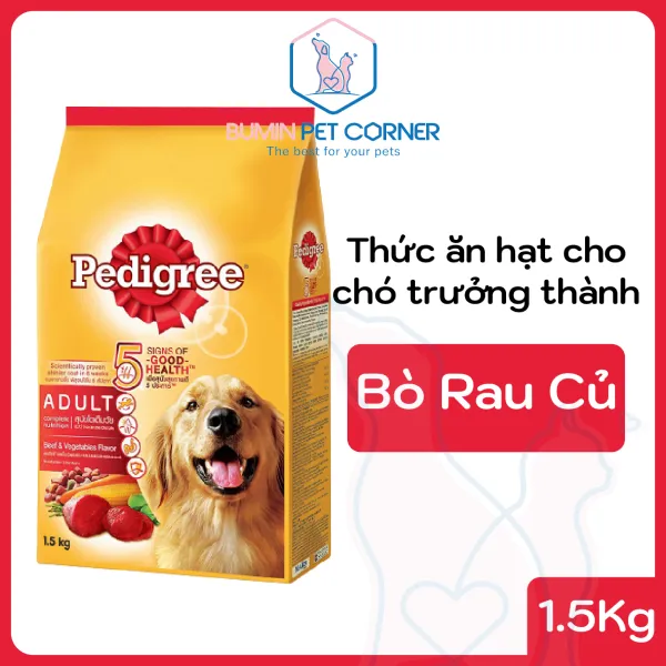 Thức ăn cho chó trưởng thành Pedigree vị Bò và rau củ gói 1.5kg