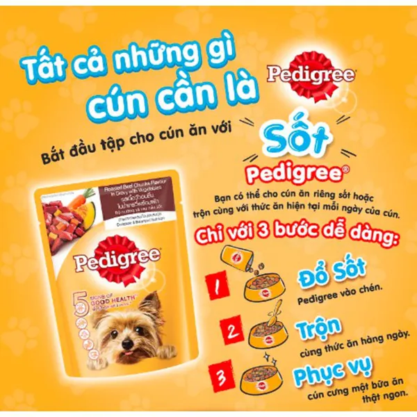 Thức ăn cho chó lớn dạng sốt Pedigree gói 130g