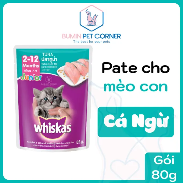 Pate mèo con Whiskas Junior cá ngừ gói 80g