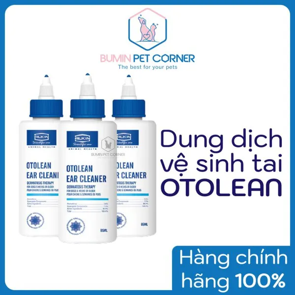 Dung dịch vệ sinh tai cho chó mèo Alkin Otolean chai 85ml