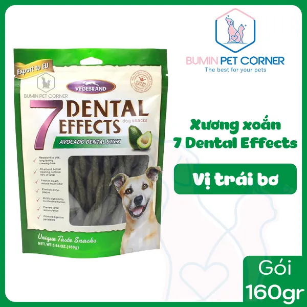 Xương xoắn gặm sạch răng cho chó 7 Dental Effects gói 160g