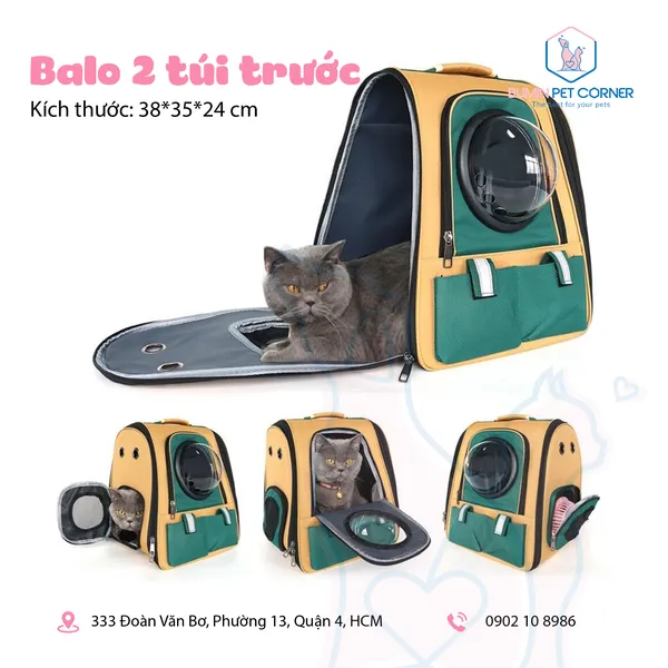 Balo cho chó mèo hai túi trước 