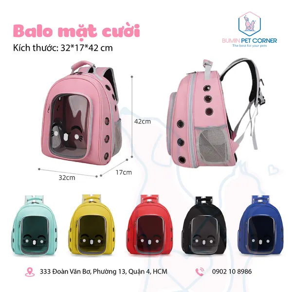 Balo cho chó mèo hình mặt cười