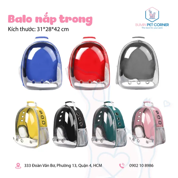 Balo cho chó mèo nắp trong