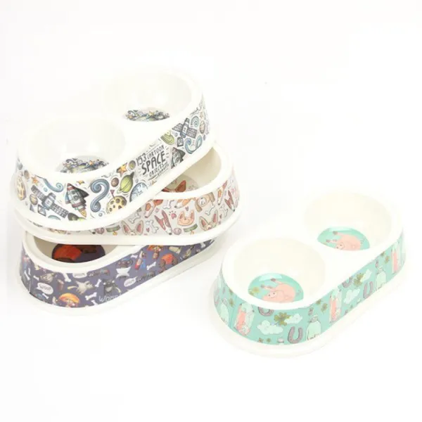 Bát ăn đôi hoạt tiết Bobo cho chó mèo