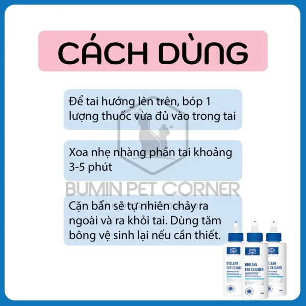 Dung dịch vệ sinh tai cho chó mèo Alkin Otolean chai 85ml