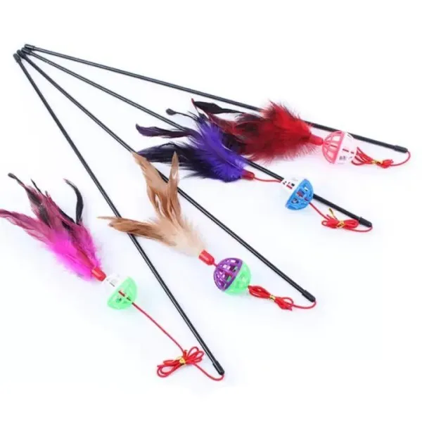 Đồ chơi cho mèo cần câu lông vũ kèm bóng chuông