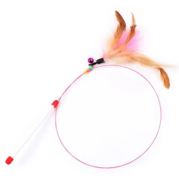 Đồ chơi cho mèo cần câu tròn lông vũ