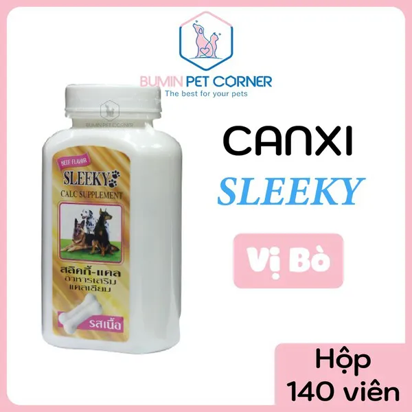 Viên bổ sung canxi cho chó Sleeky Calc Supplement Thái Lan hộp 140 viên
