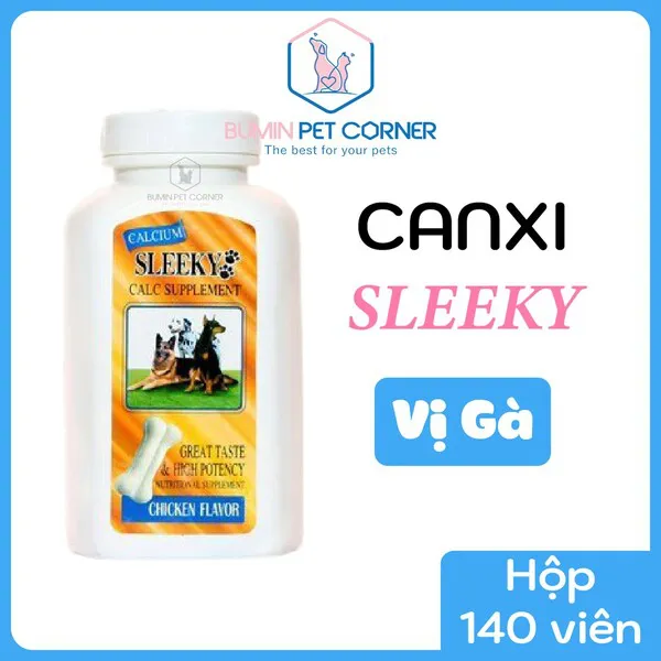 Viên bổ sung canxi cho chó Sleeky Calc Supplement Thái Lan hộp 140 viên