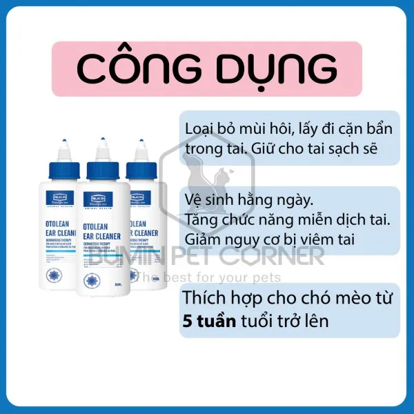 Dung dịch vệ sinh tai cho chó mèo Alkin Otolean chai 85ml