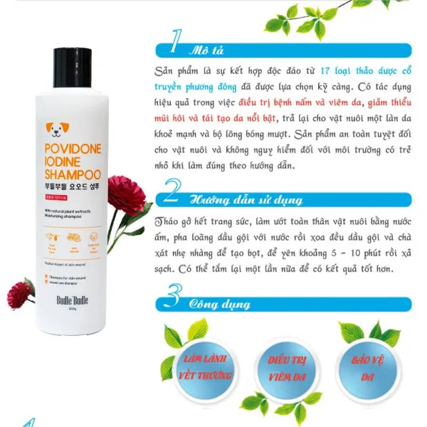 Sữa tắm viêm da cho chó Budle Budle chai 300ml